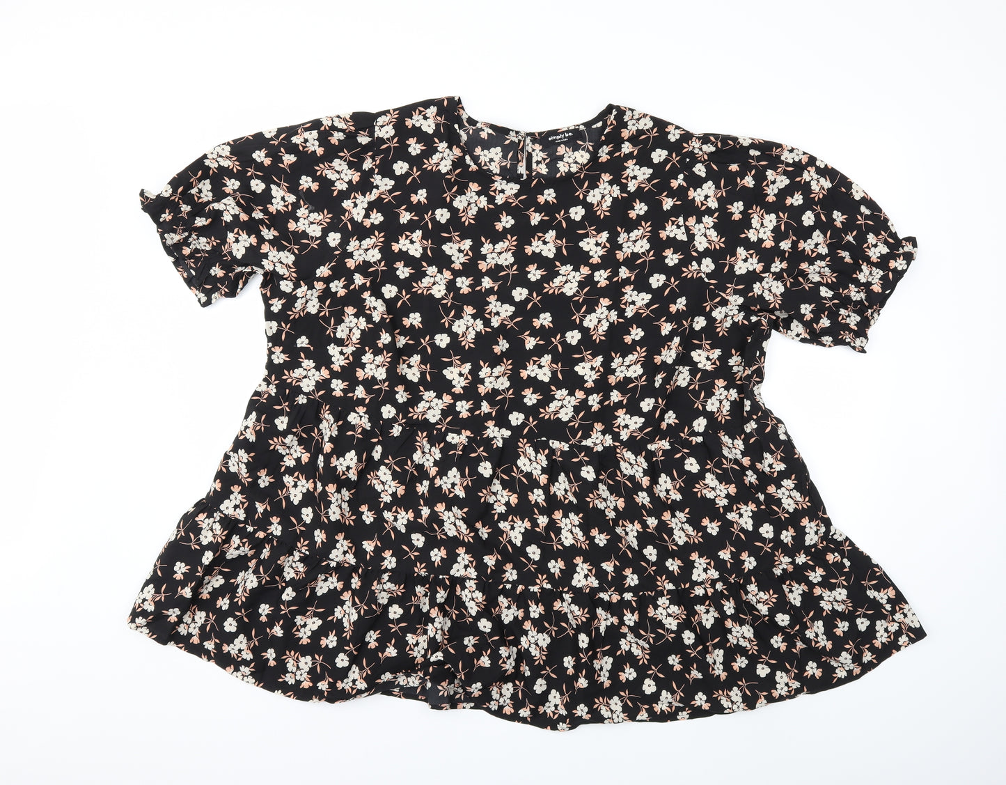 Simply Be Womens Black Floral  Basic Blouse Size 22