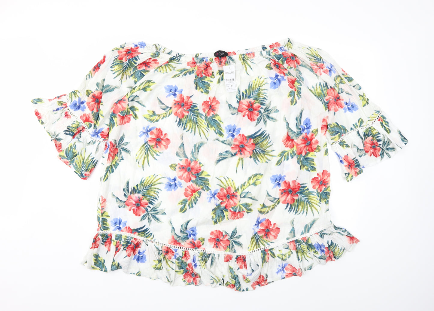 Love Yours Womens White Floral  Basic Blouse Size 22