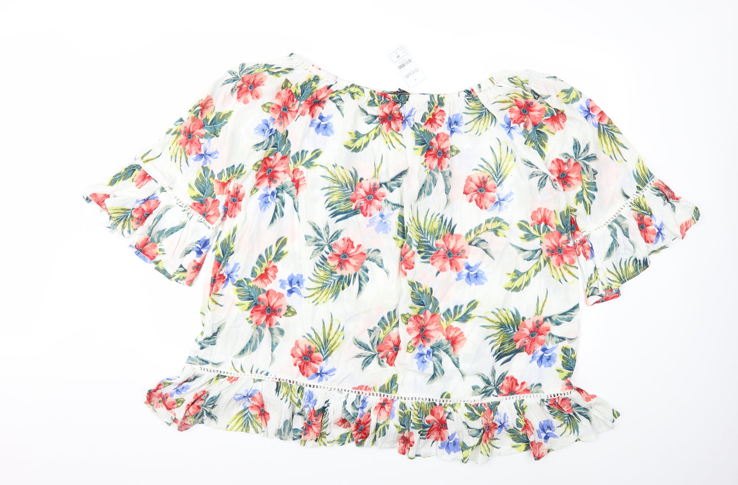 Love Yours Womens White Floral  Basic Blouse Size 22