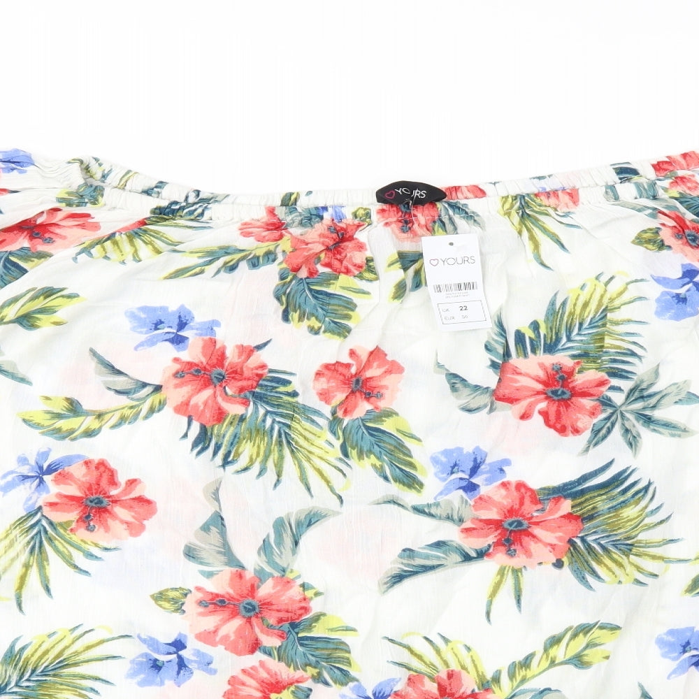 Love Yours Womens White Floral  Basic Blouse Size 22