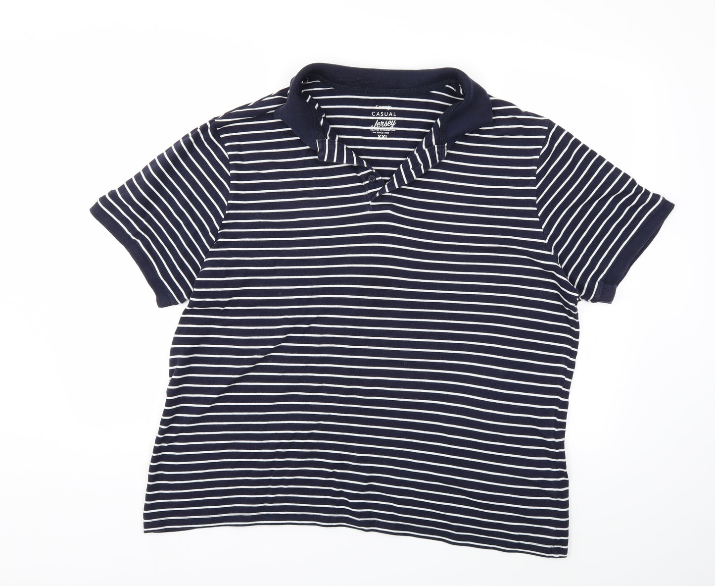 George Mens Blue Striped   Polo Size 2XL