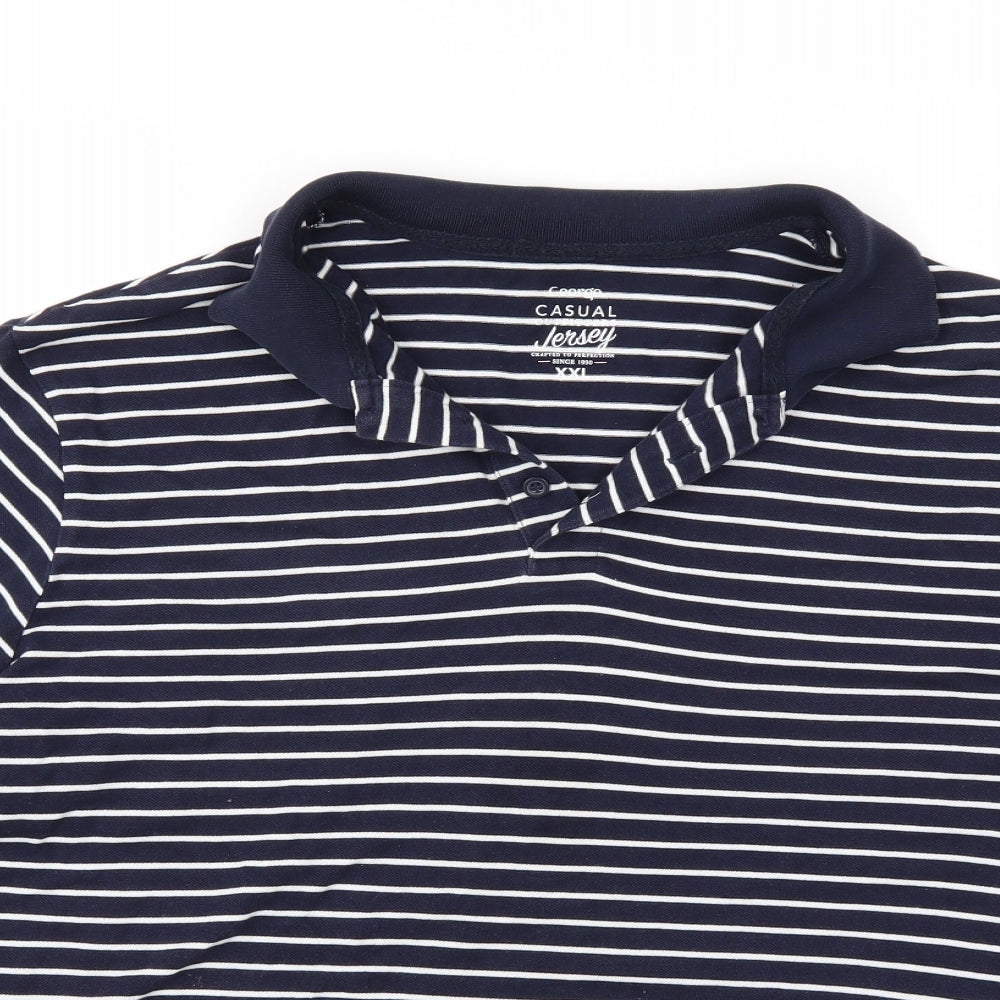George Mens Blue Striped   Polo Size 2XL