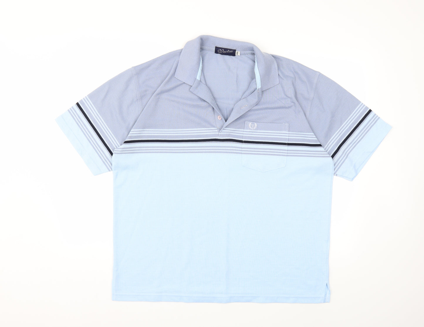 vectus Mens Blue Striped   Polo Size 2XL