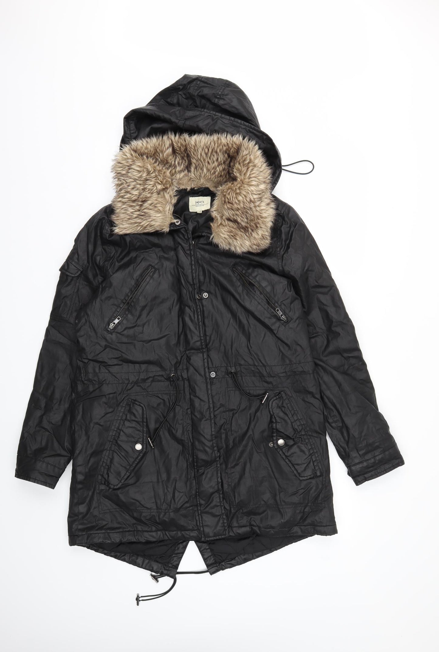 Papaya Womens Black   Parka Coat Size 14