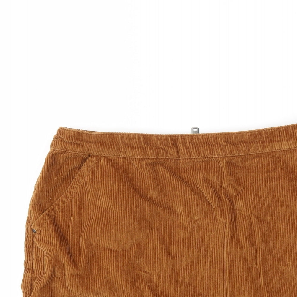 Dorothy Perkins Womens Brown  Corduroy Mini Skirt Size 10