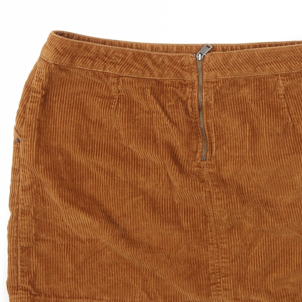 Dorothy Perkins Womens Brown  Corduroy Mini Skirt Size 10