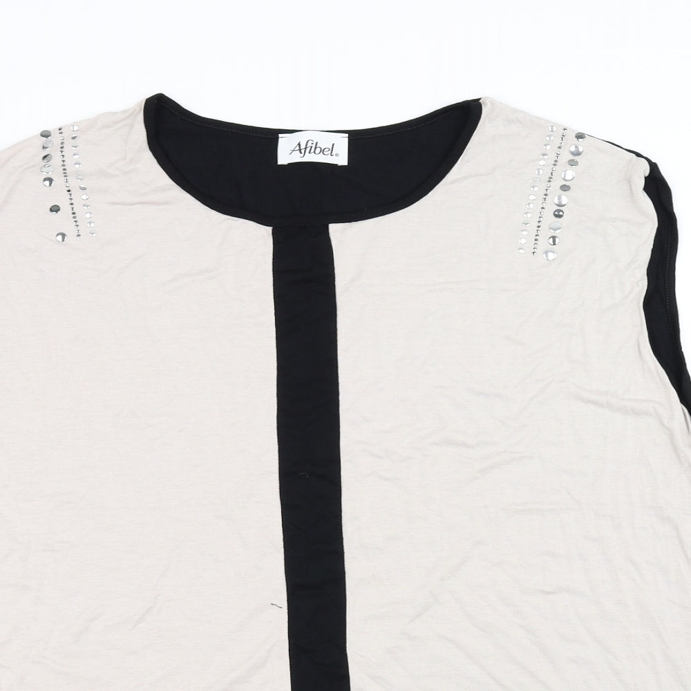Afibel Womens Beige   Basic T-Shirt Size 20