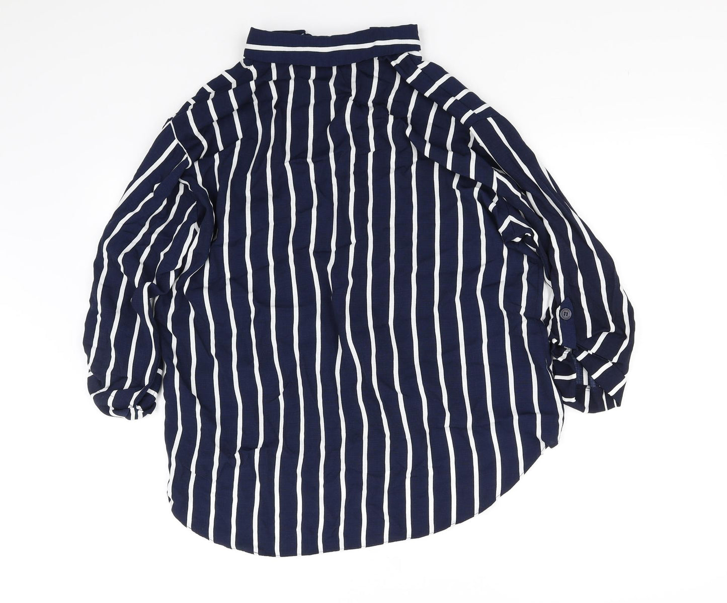 Papaya Womens Blue Striped  Basic Button-Up Size 10