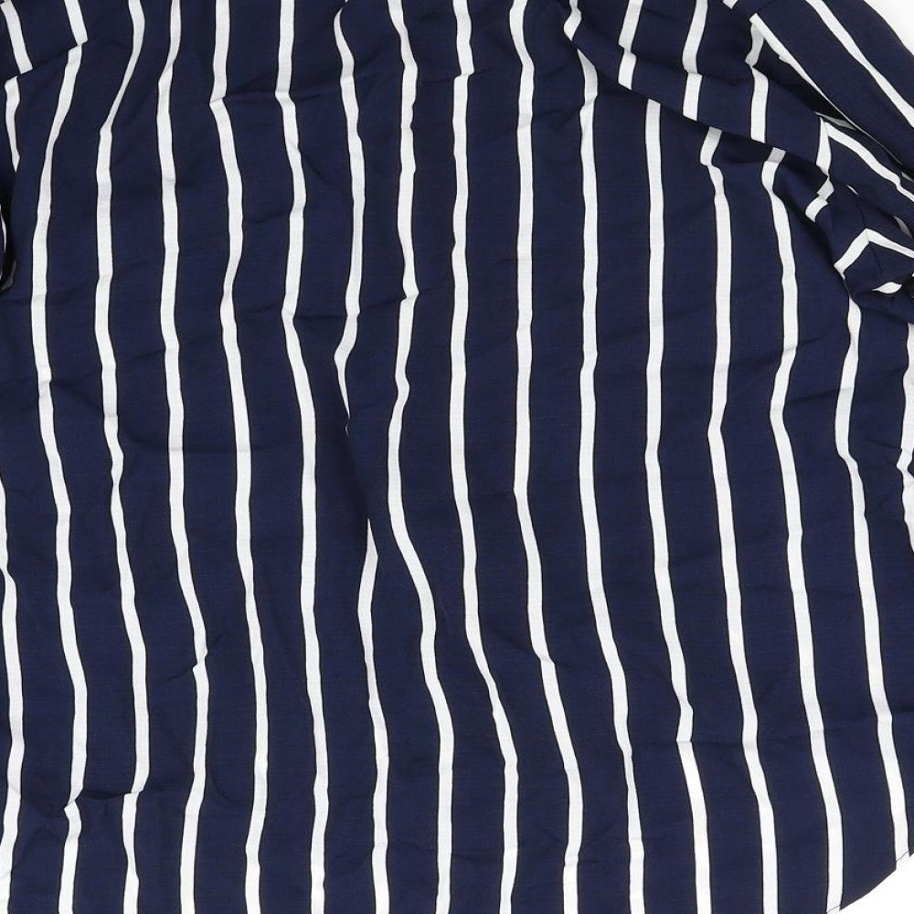 Papaya Womens Blue Striped  Basic Button-Up Size 10