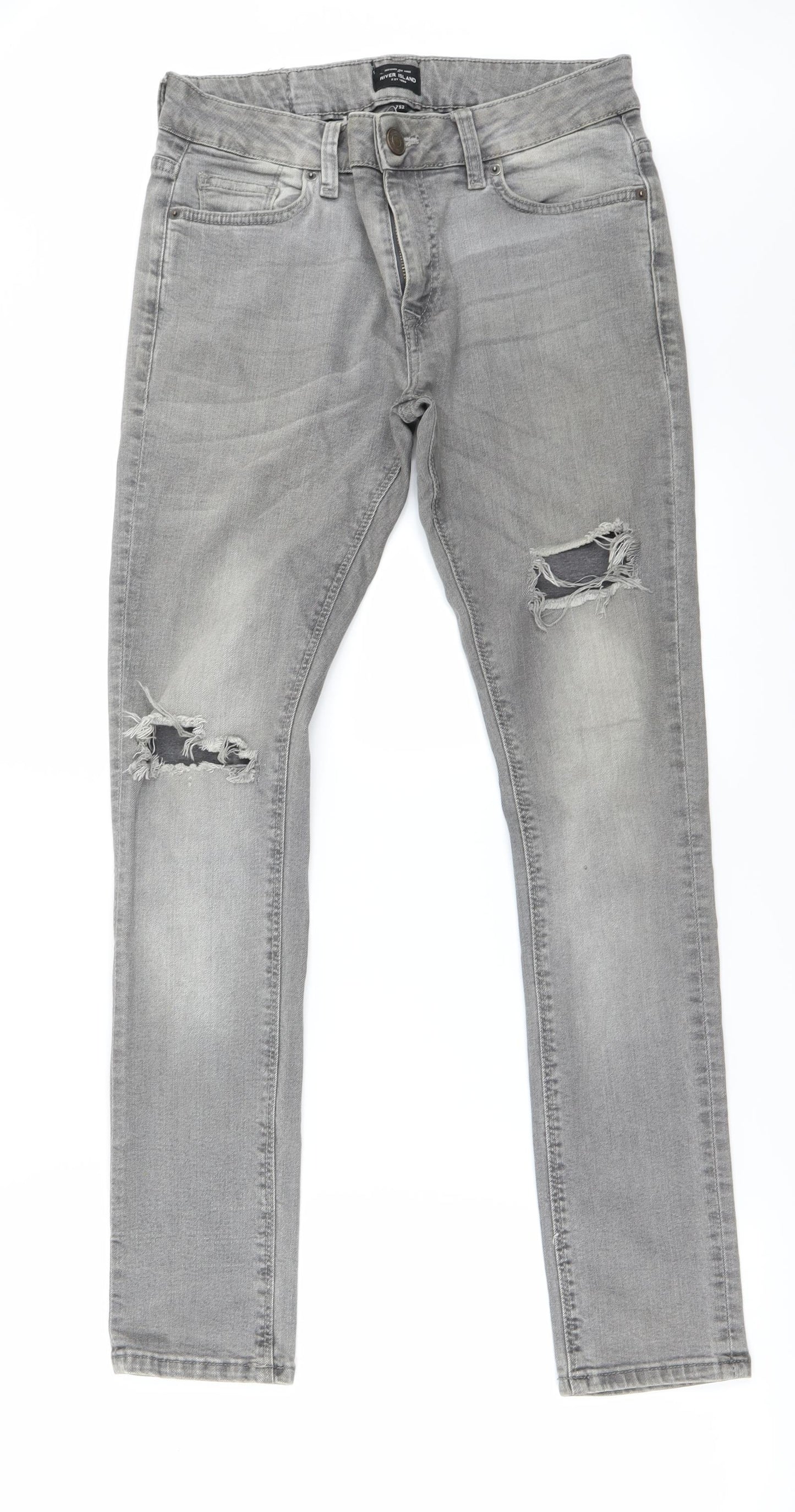 River Island Mens Grey   Straight Jeans Size 30 in L32 in