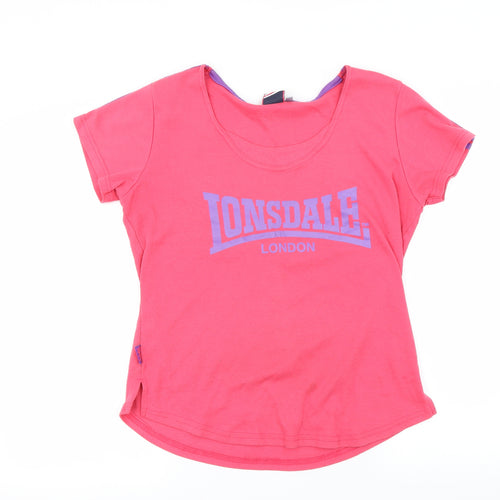 Lonsdale Womens Pink   Basic T-Shirt Size 16