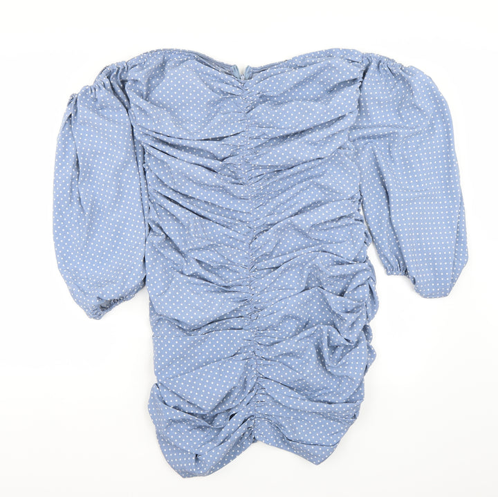 Misspap Womens Blue Polka Dot A-Line Size 12
