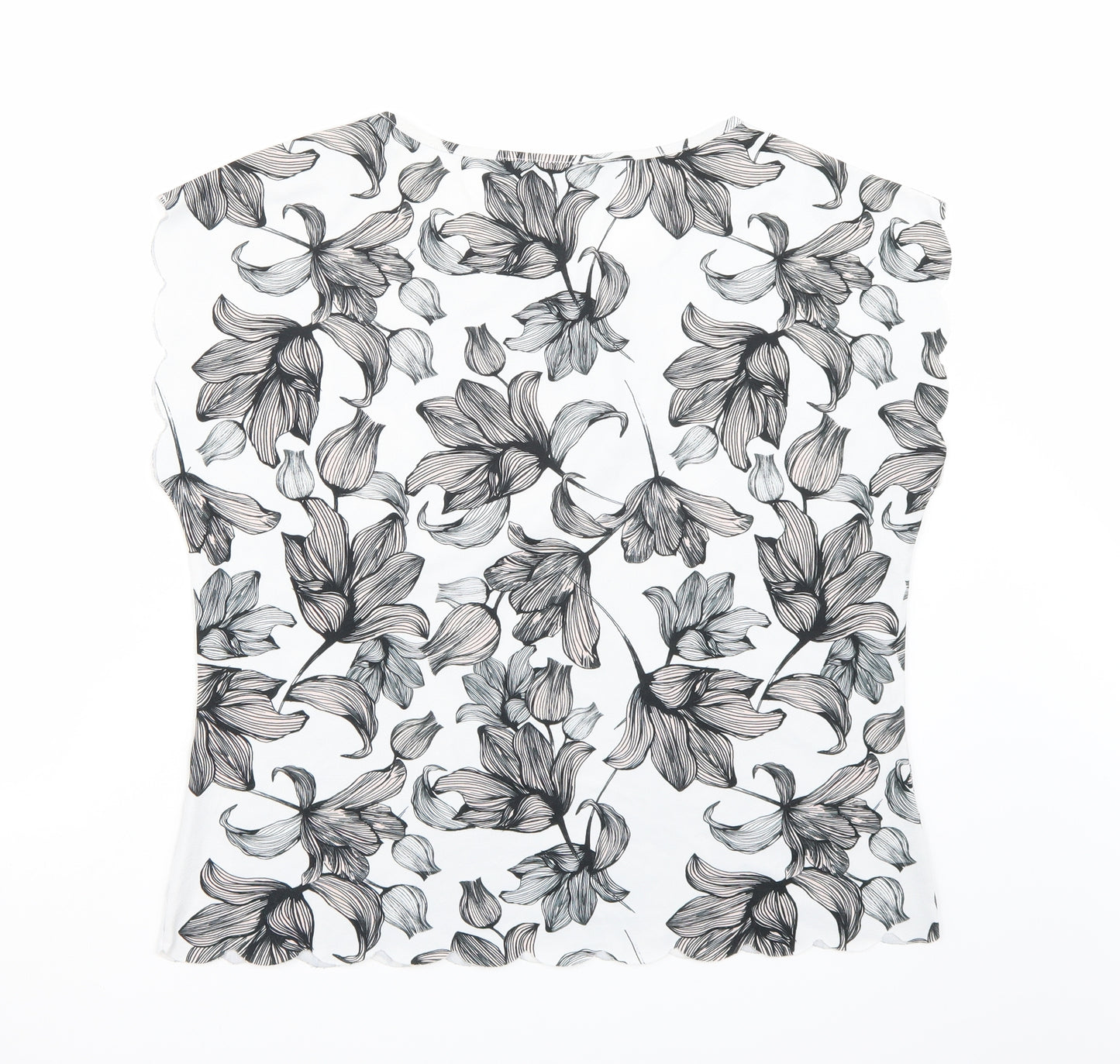 Dorothy Perkins Womens White Floral  Basic T-Shirt Size 16