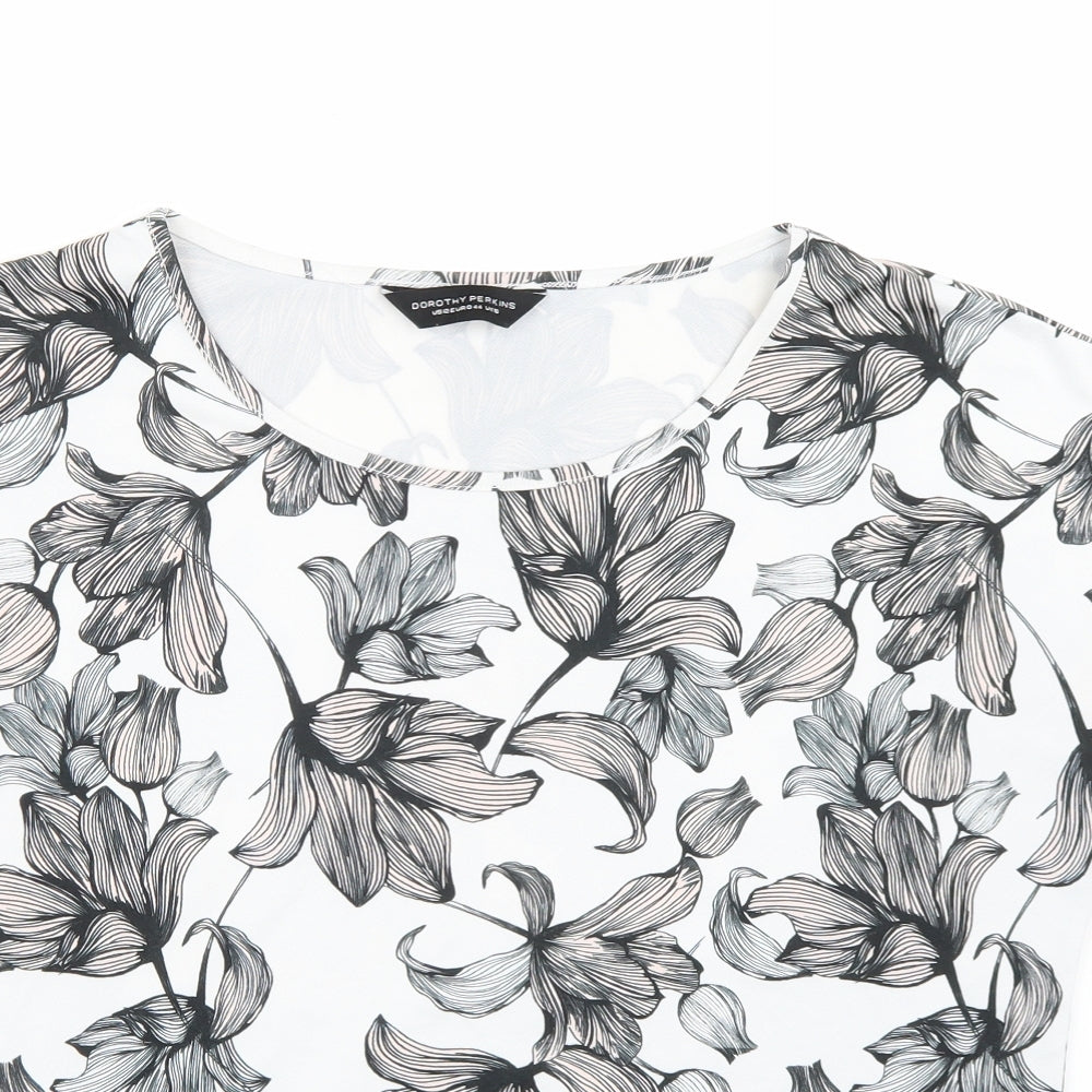 Dorothy Perkins Womens White Floral  Basic T-Shirt Size 16