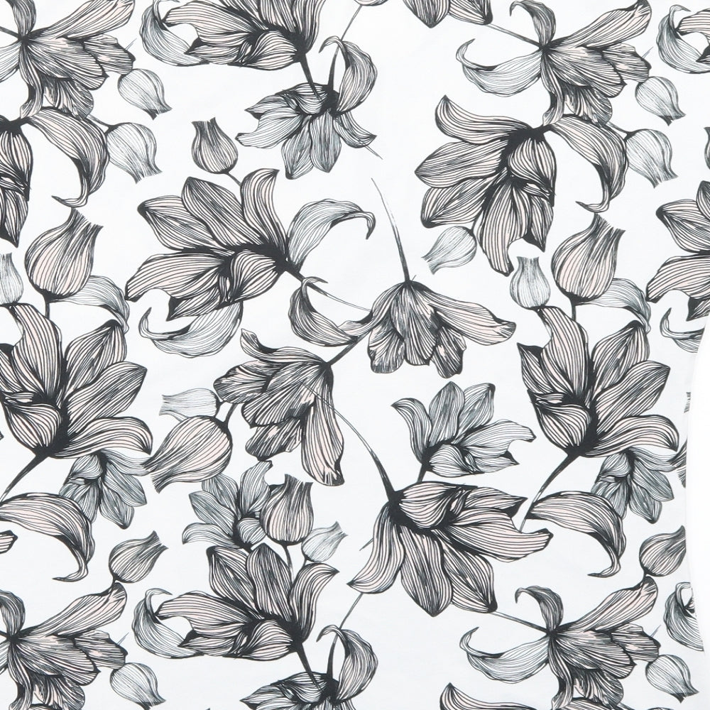 Dorothy Perkins Womens White Floral  Basic T-Shirt Size 16