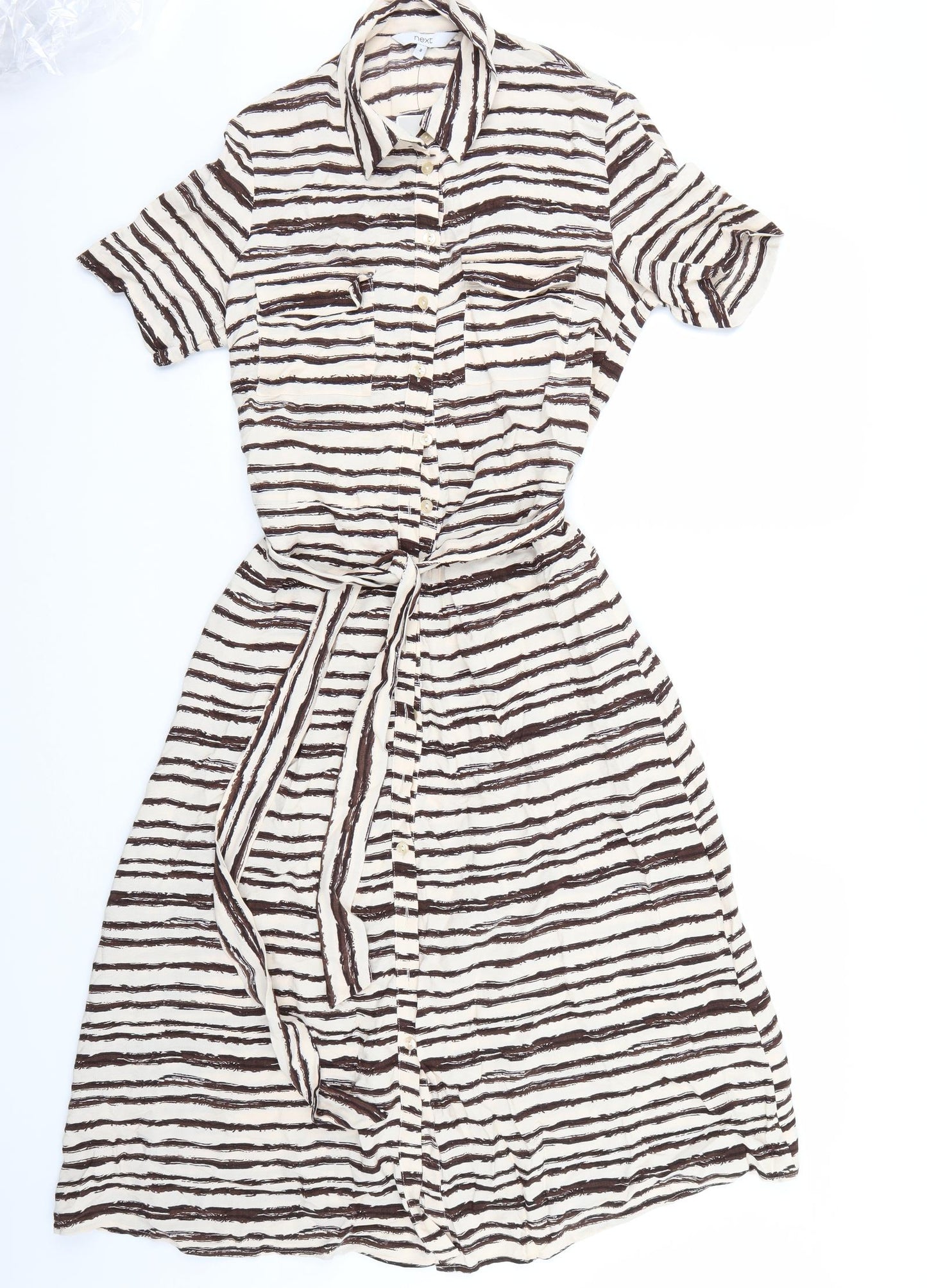 NEXT Womens Beige Animal Print  A-Line  Size 8