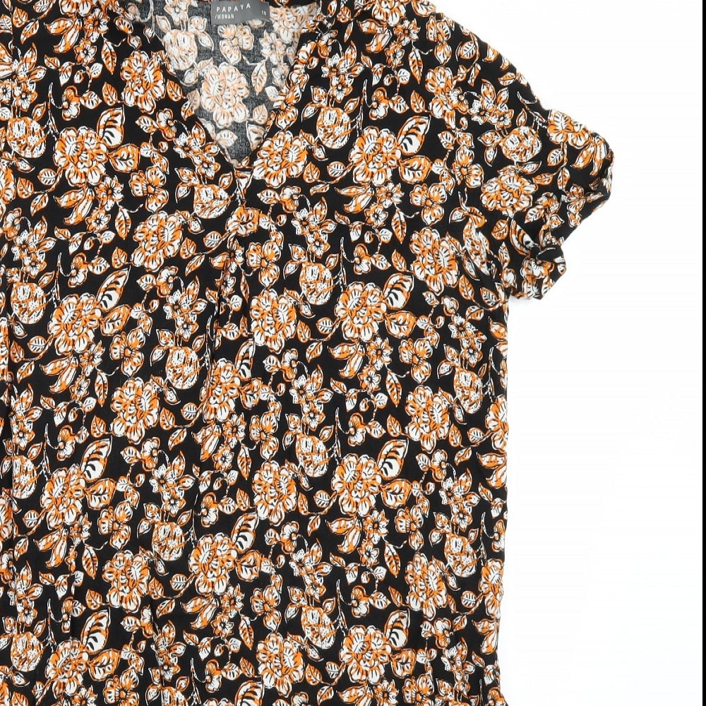 Papaya Womens Black Floral  A-Line  Size 10