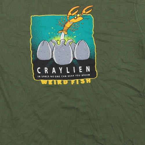 Weird Fish Mens Green    T-Shirt Size XL