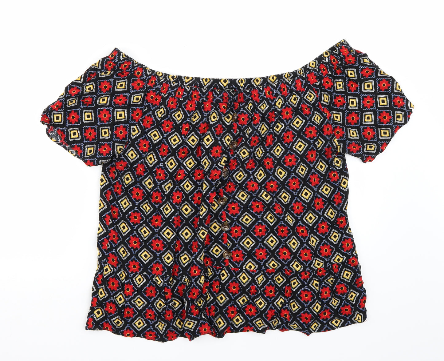 Papaya Womens Black Floral  Basic T-Shirt Size 18