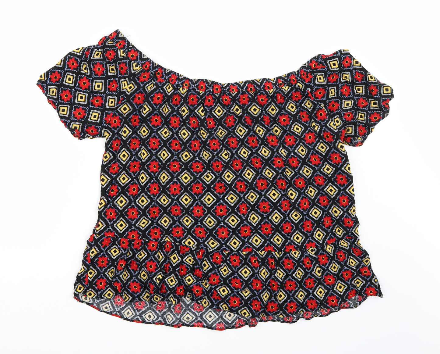 Papaya Womens Black Floral  Basic T-Shirt Size 18