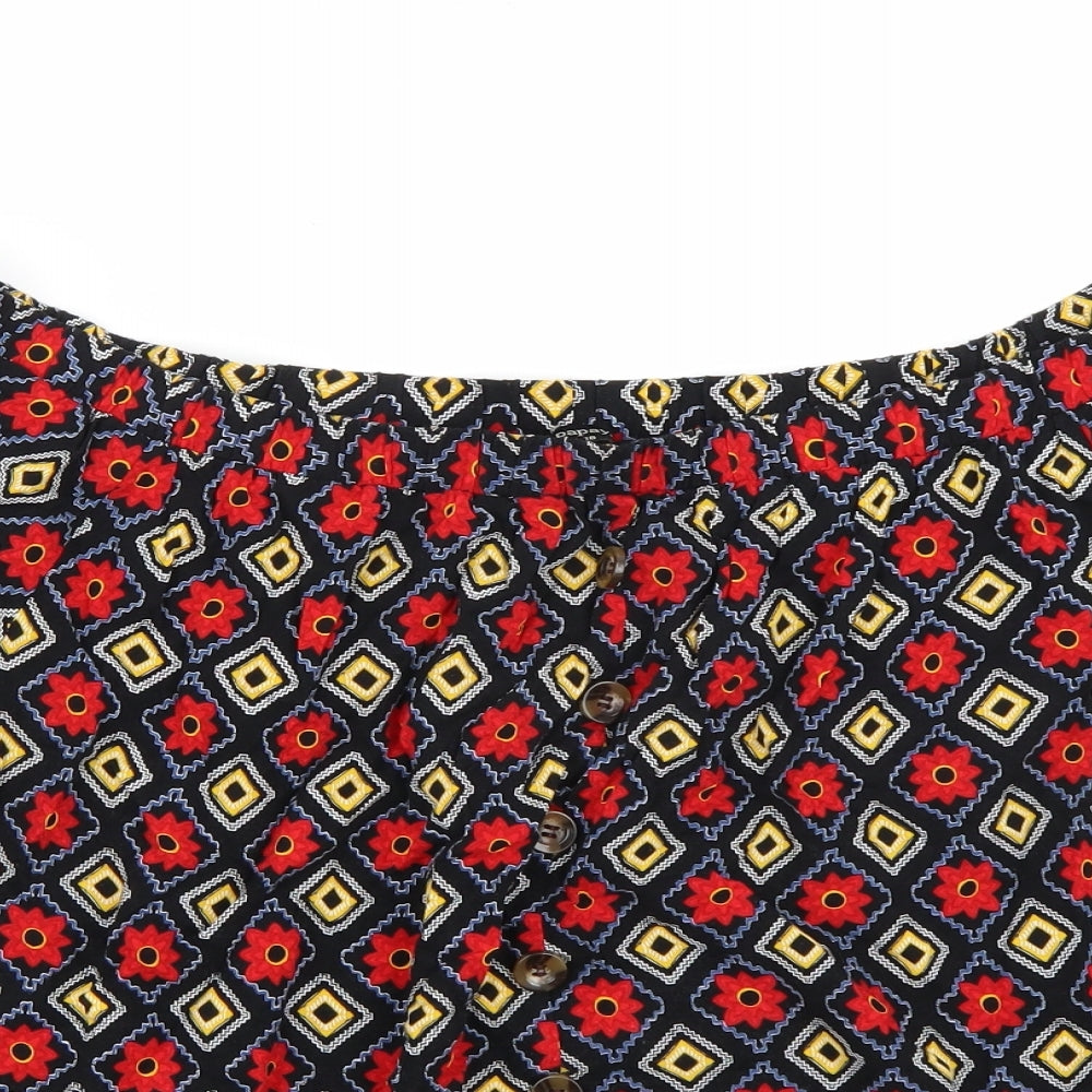Papaya Womens Black Floral  Basic T-Shirt Size 18