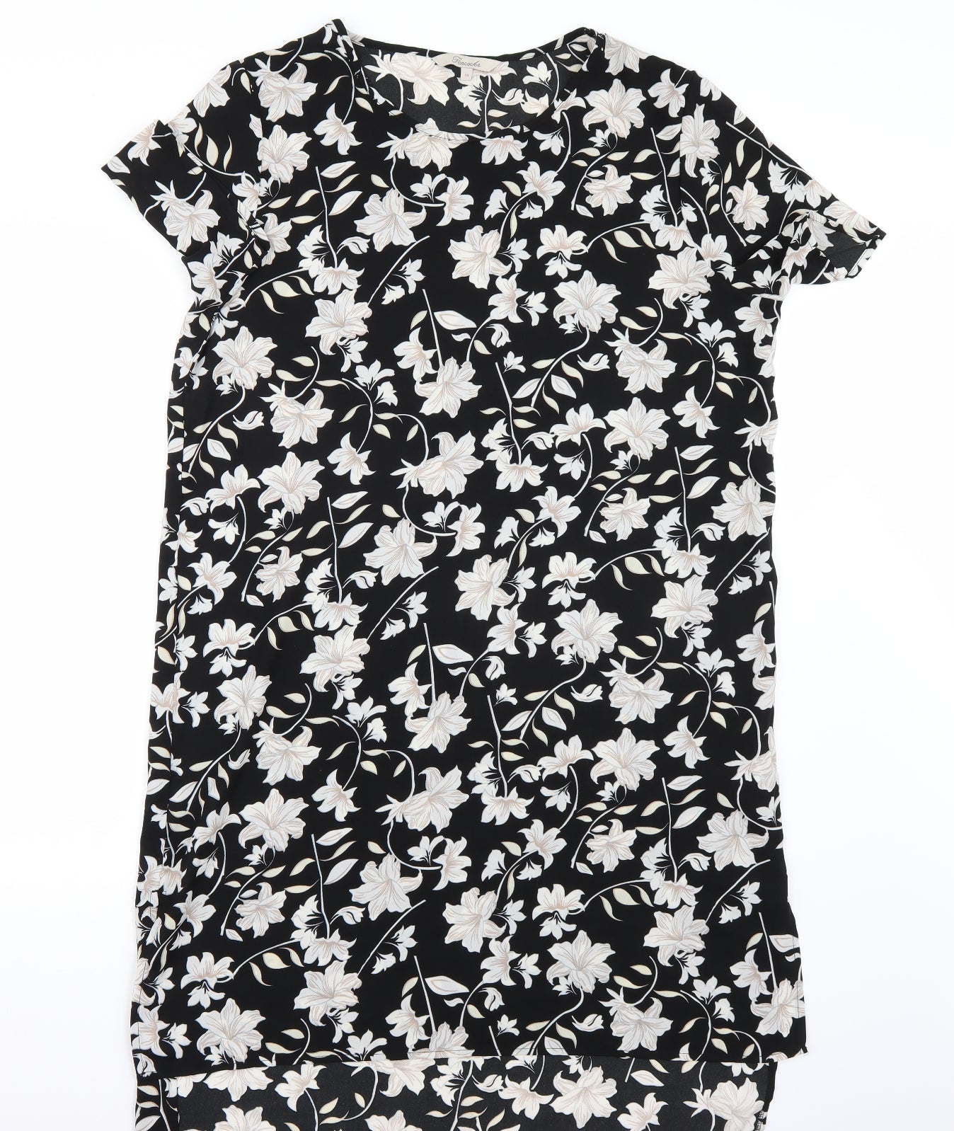 Peacocks Womens Black Floral  A-Line  Size 18