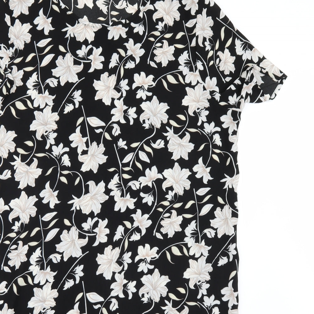 Peacocks Womens Black Floral  A-Line  Size 18