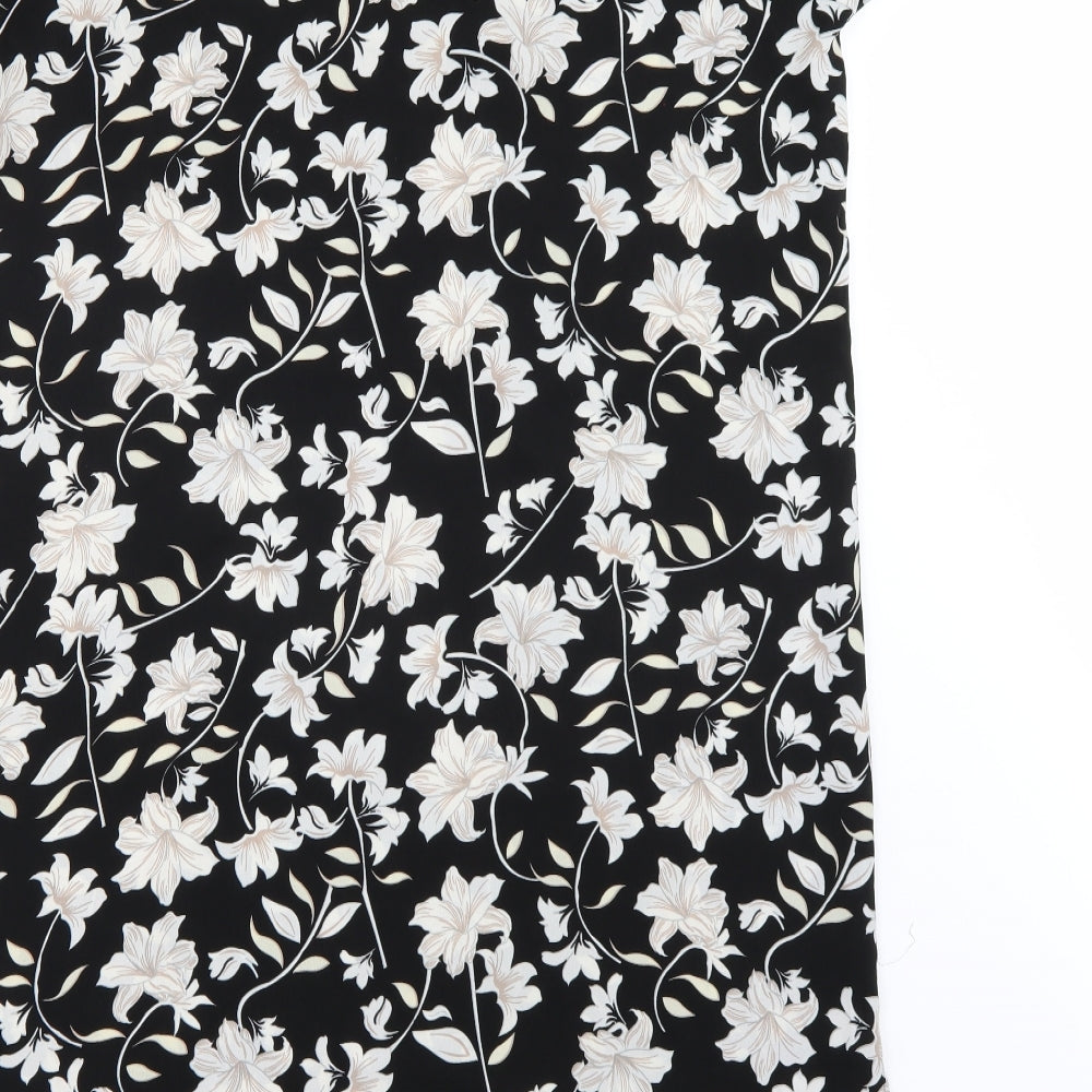 Peacocks Womens Black Floral  A-Line  Size 18