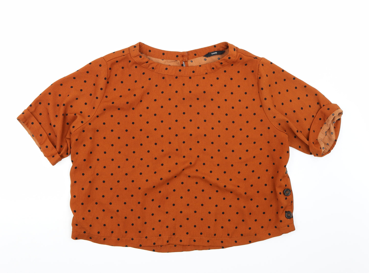 George Womens Brown Polka Dot  Basic T-Shirt Size 14