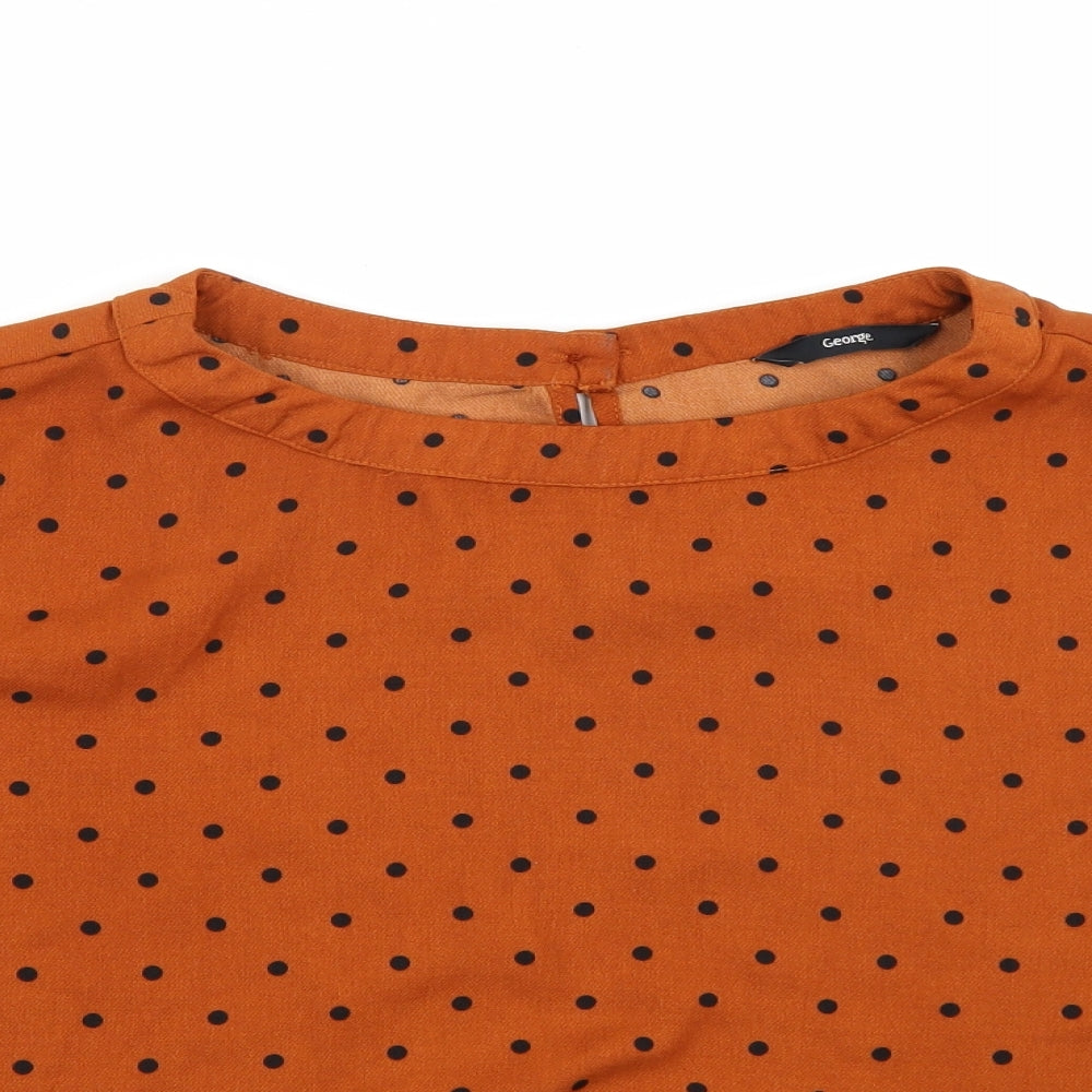 George Womens Brown Polka Dot  Basic T-Shirt Size 14