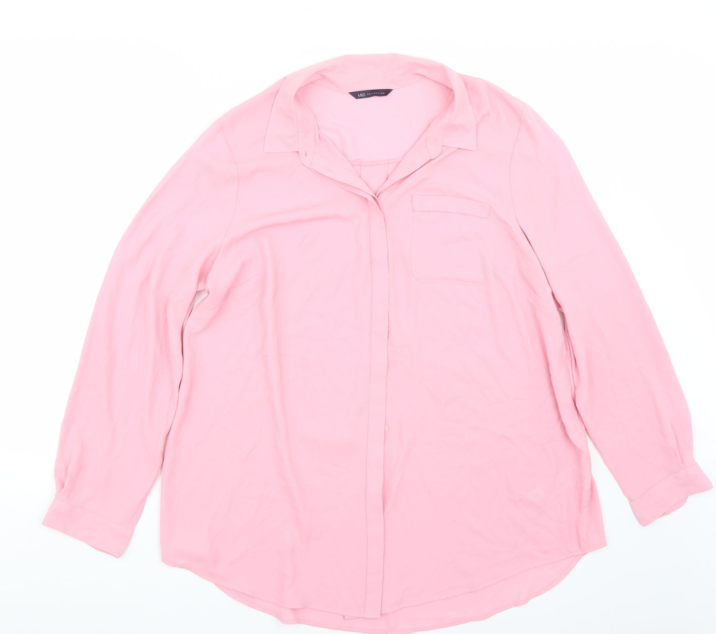 Marks and Spencer Womens Pink   Basic Button-Up Size 18