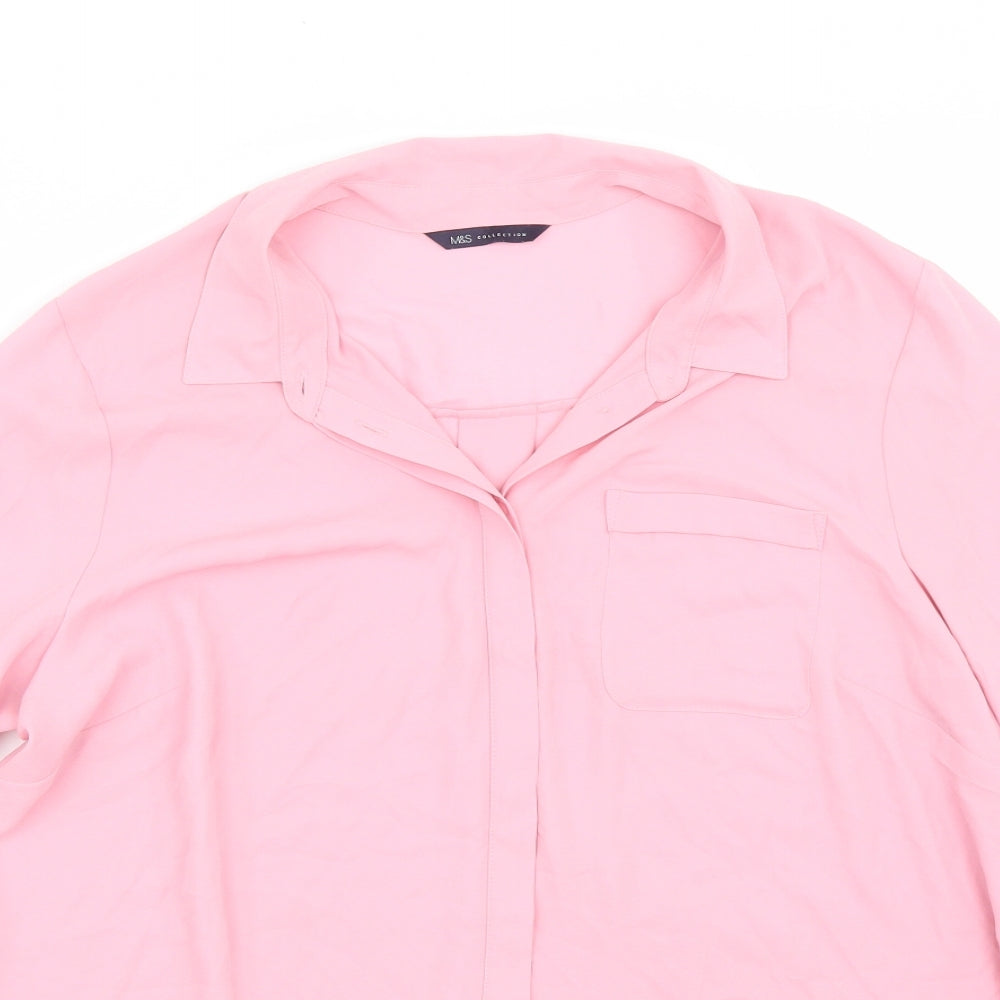 Marks and Spencer Womens Pink   Basic Button-Up Size 18