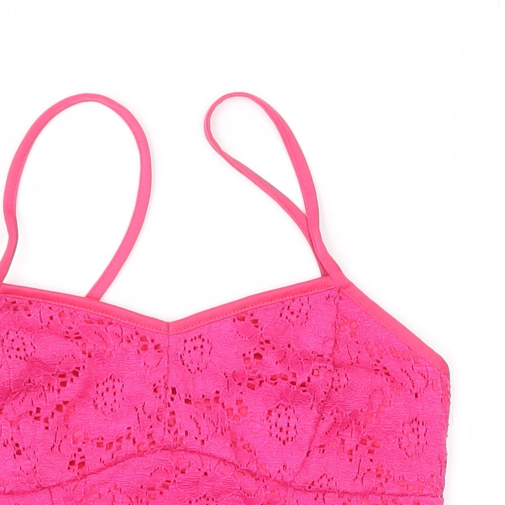 New Look Womens Pink  Lace Camisole Blouse Size 8