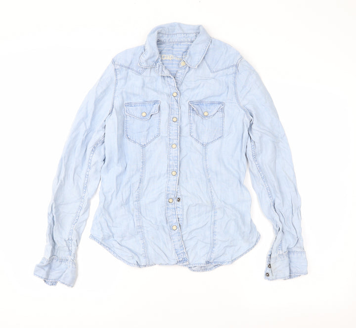Gap Womens Blue Denim Basic Button-Up Size 6