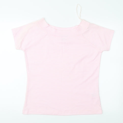 Ellie Louise Womens Pink Striped Jersey Basic T-Shirt Size XL
