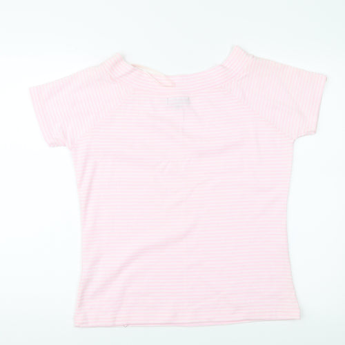Ellie Louise Womens Pink Striped Jersey Basic T-Shirt Size XL
