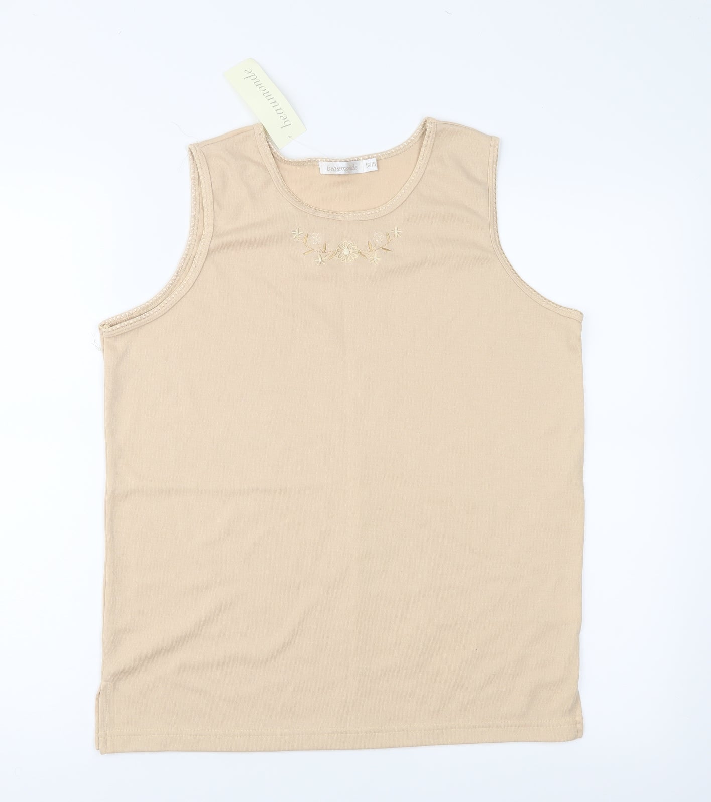 Beaumonde Womens Beige  Jersey Basic Tank Size 16
