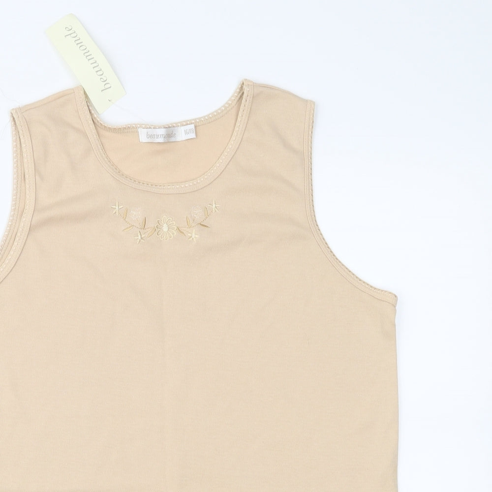Beaumonde Womens Beige  Jersey Basic Tank Size 16