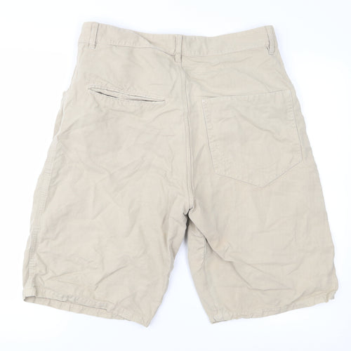 French Connection Mens Beige  Denim Cargo Shorts Size 34 in