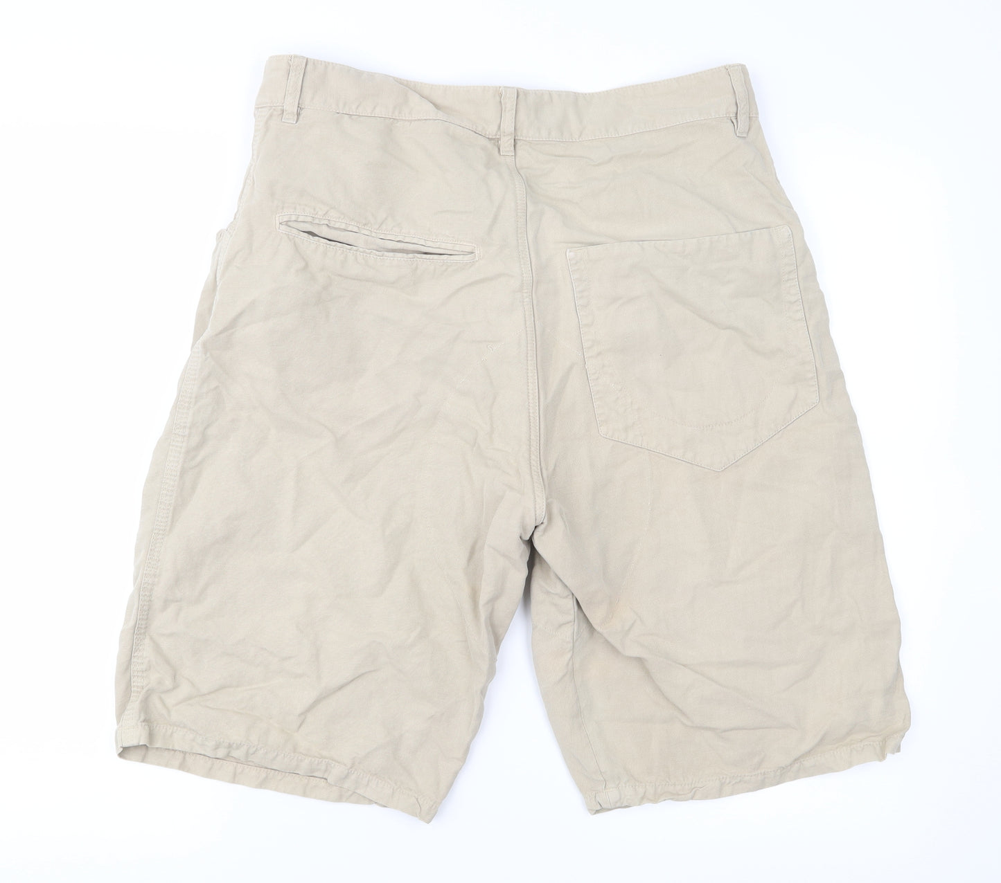French Connection Mens Beige  Denim Cargo Shorts Size 34 in