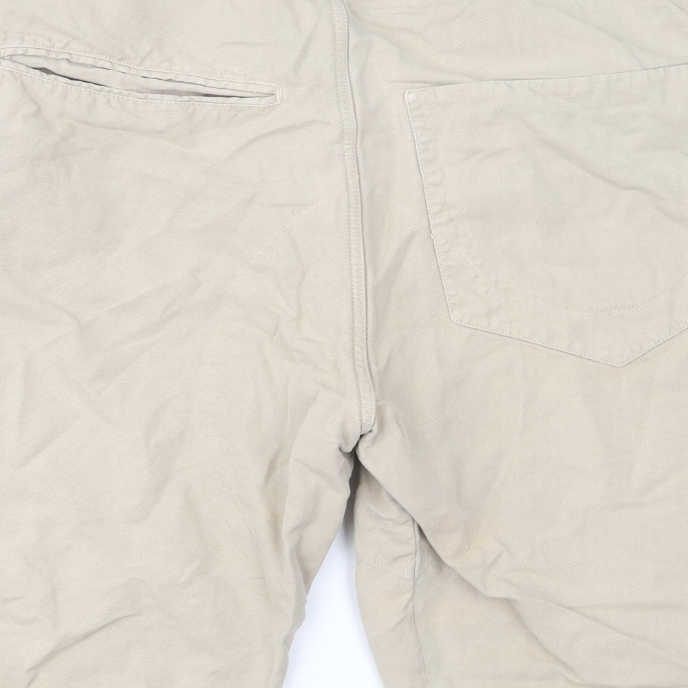 French Connection Mens Beige  Denim Cargo Shorts Size 34 in