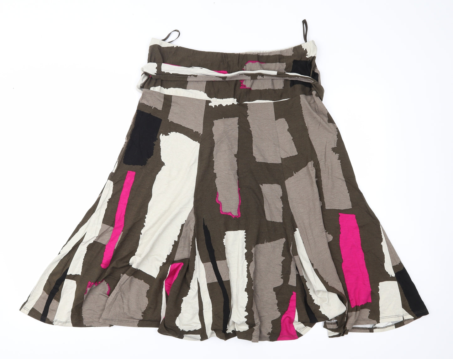 Per Una Womens Brown Geometric Jersey Flare Skirt Size 36 in