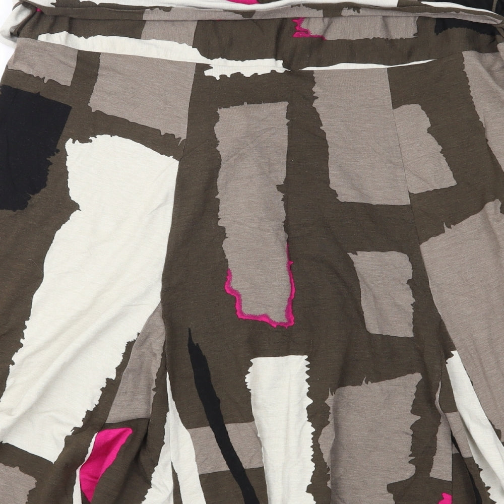 Per Una Womens Brown Geometric Jersey Flare Skirt Size 36 in