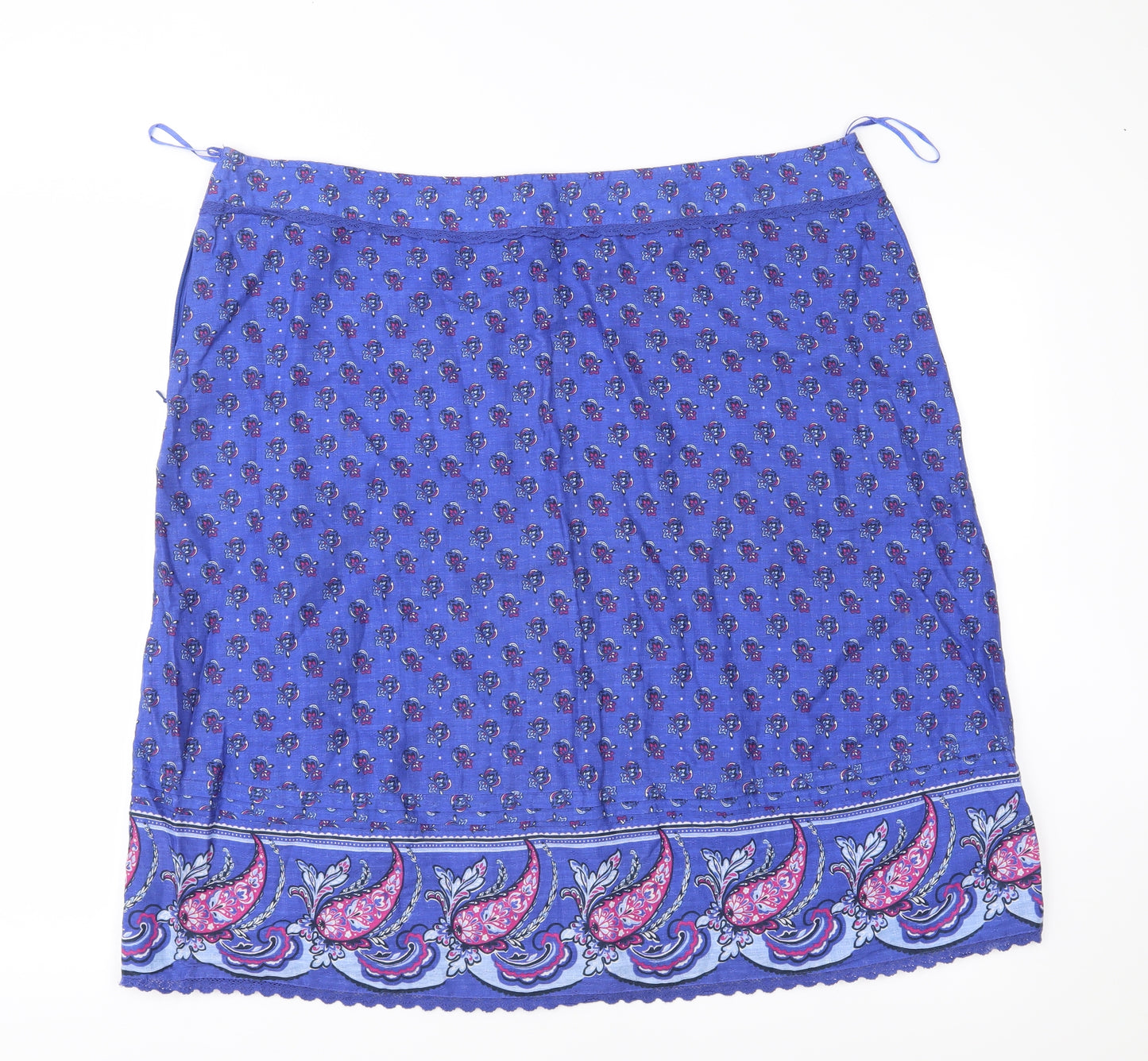 TU Womens Blue Paisley  A-Line Skirt Size 18