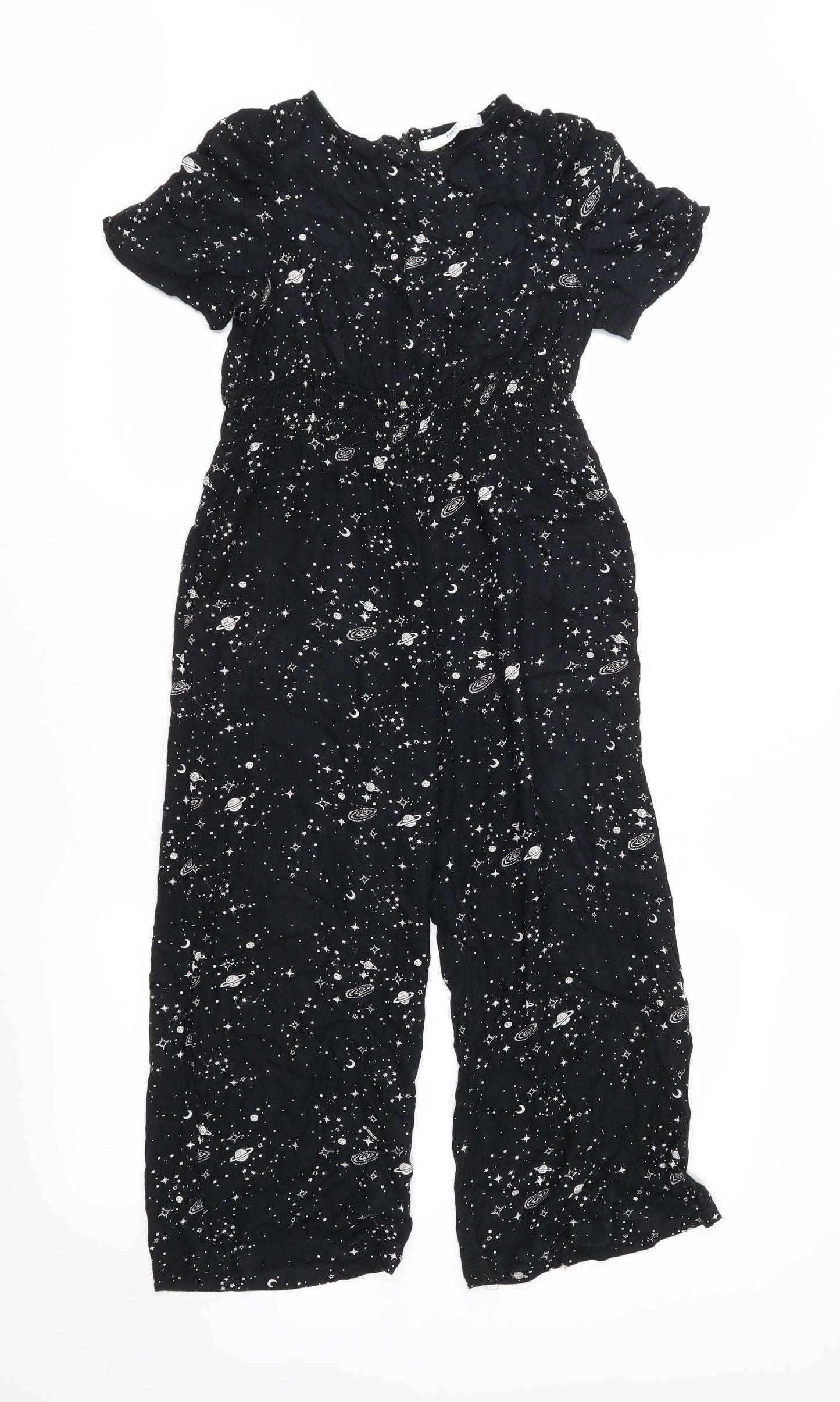 Marks and Spencer Girls Black Geometric  Jumpsuit One-Piece Size 7-8 Years