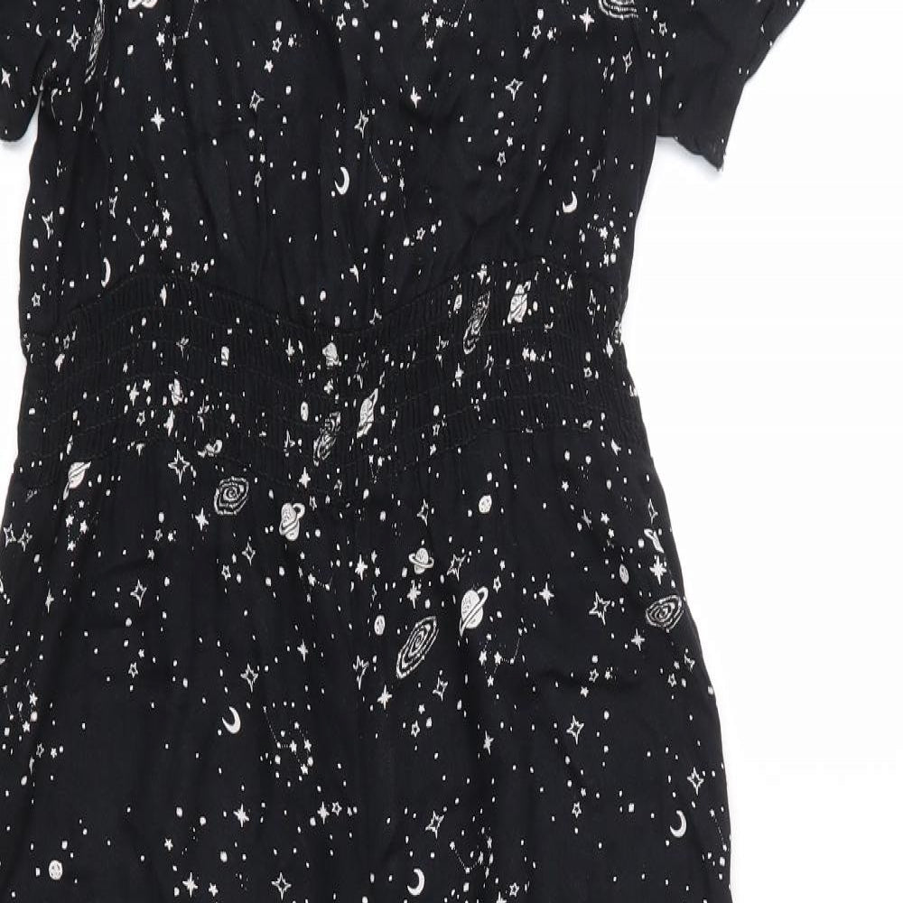 Marks and Spencer Girls Black Geometric  Jumpsuit One-Piece Size 7-8 Years