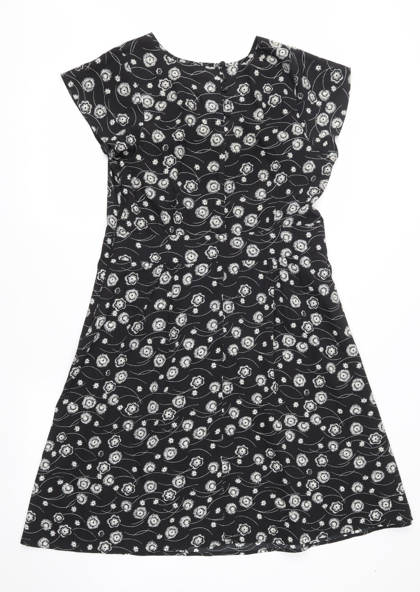 Marks and Spencer Womens Black Geometric  Fit & Flare  Size 14