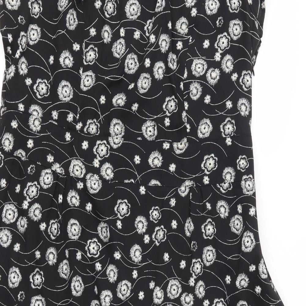 Marks and Spencer Womens Black Geometric  Fit & Flare  Size 14