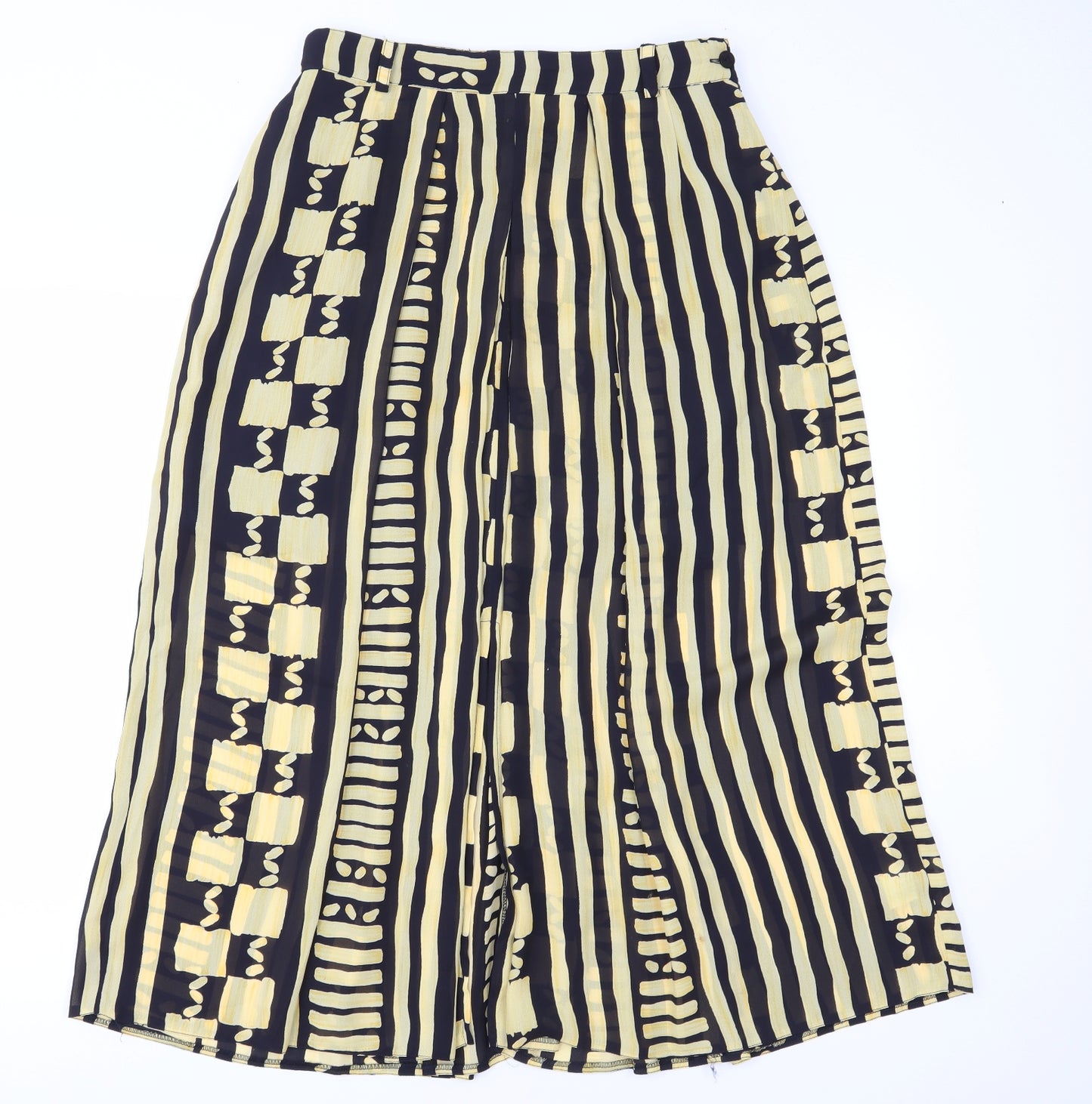 Premier Womens Yellow Geometric Chiffon A-Line Skirt Size 32 in