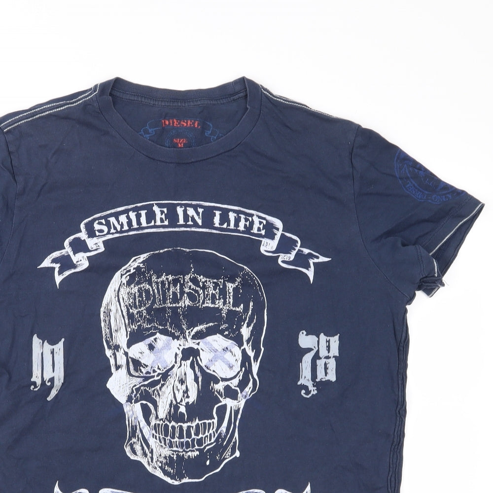 Diesel Mens Blue  Jersey  T-Shirt Size M